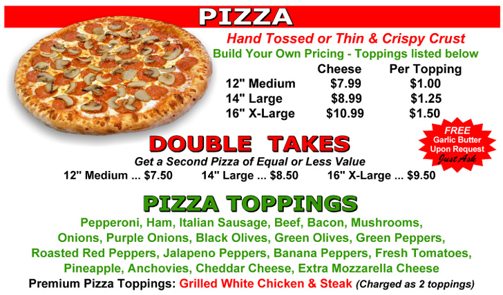 Build Your Own Pizza Pricing